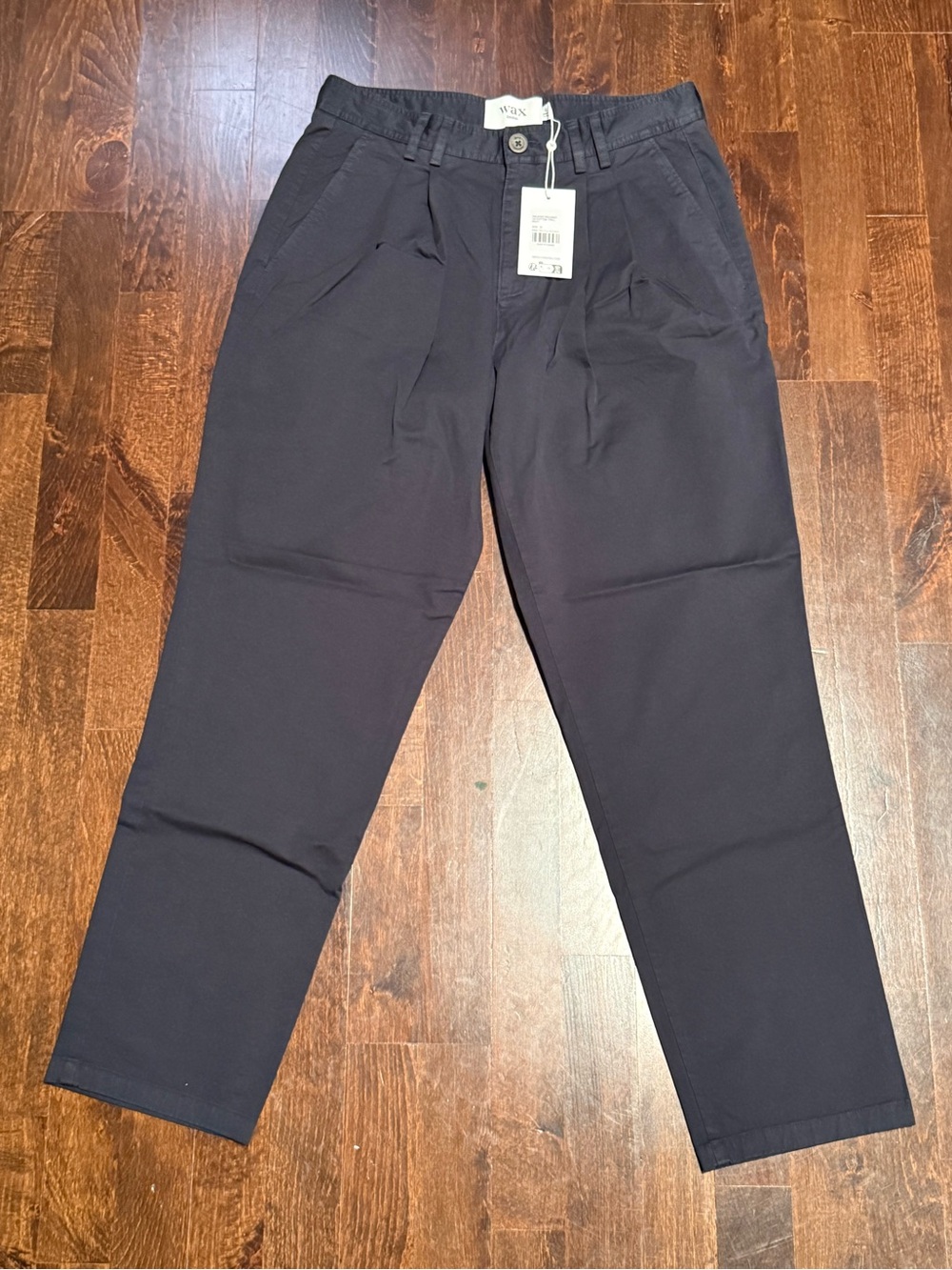 Wax London Raleigh Cotton Pleated Trousers (Navy — size 32)